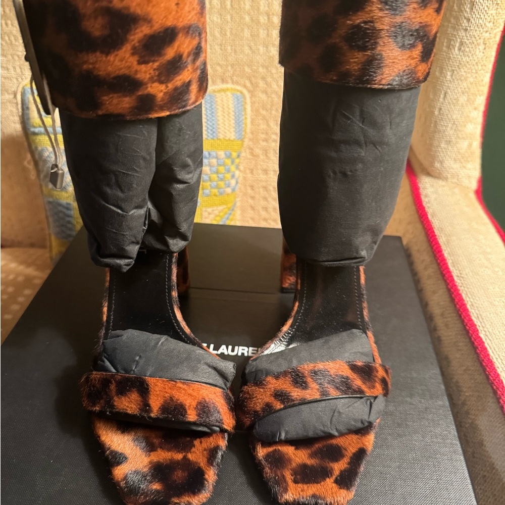 Saint Laurent Animal Print Heels with Black Soles